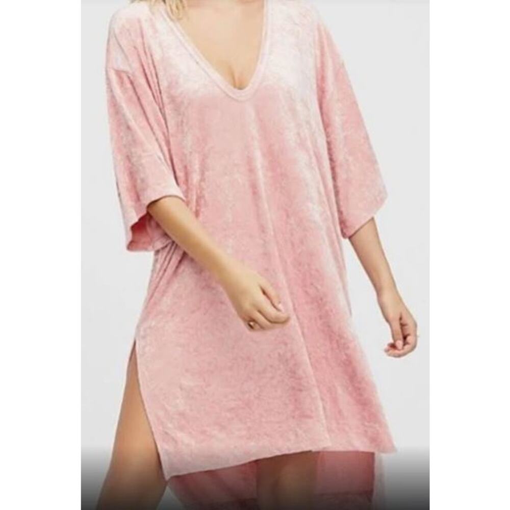 Free People Pink Velvet Midi Dress